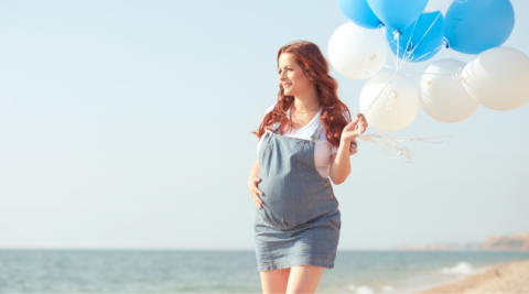 healthy pregnancy - expecting mom at the beach